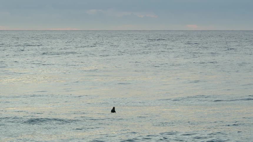 A person standing out in the water in an ocean