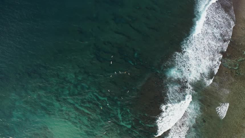Several small white boats sail in turquoise ocean water near the shore