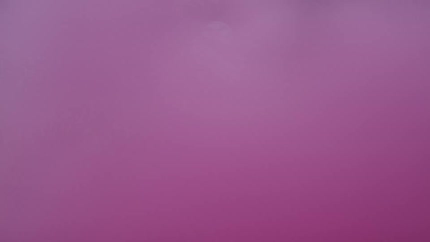 A soldier aims a gun into trees as purple smoke flows behind him or her