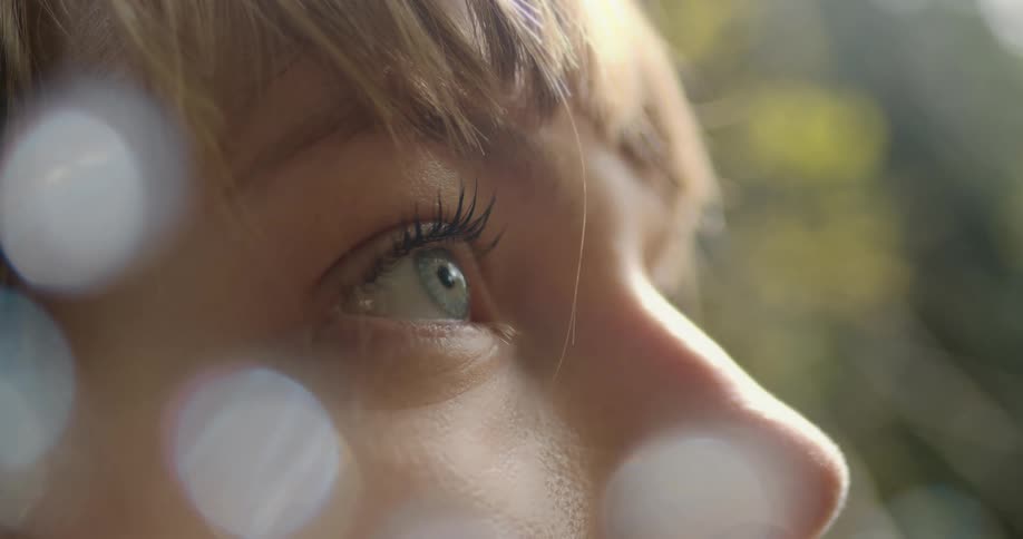 Close up of a womans face outdoors