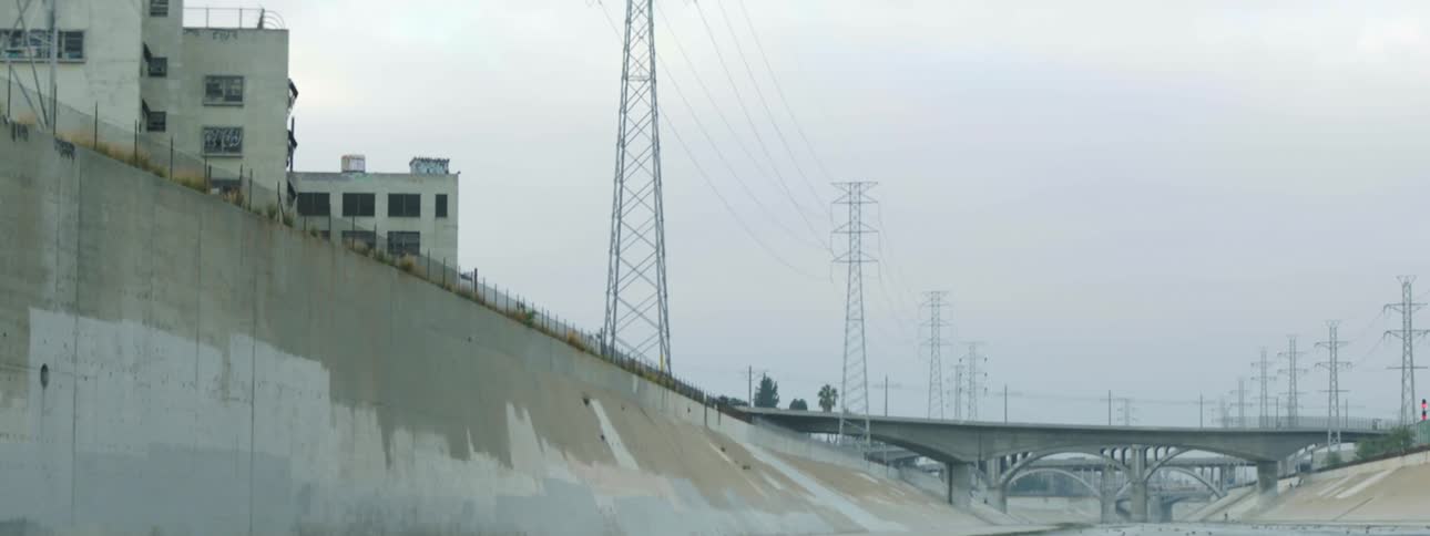 Bridges and power lines over the city water channel