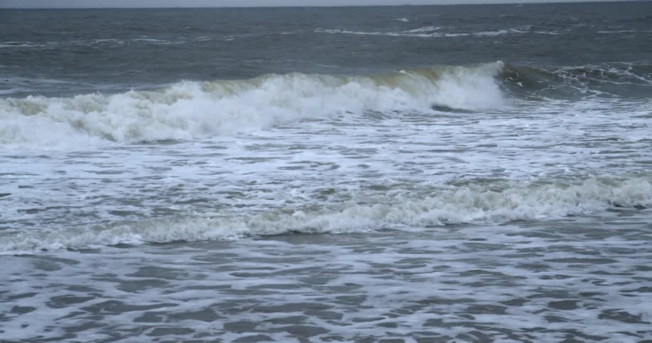 Wide shot of ocean waves