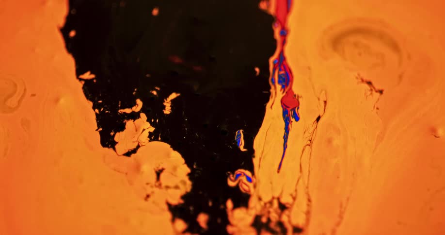 A close up of liquids seperating