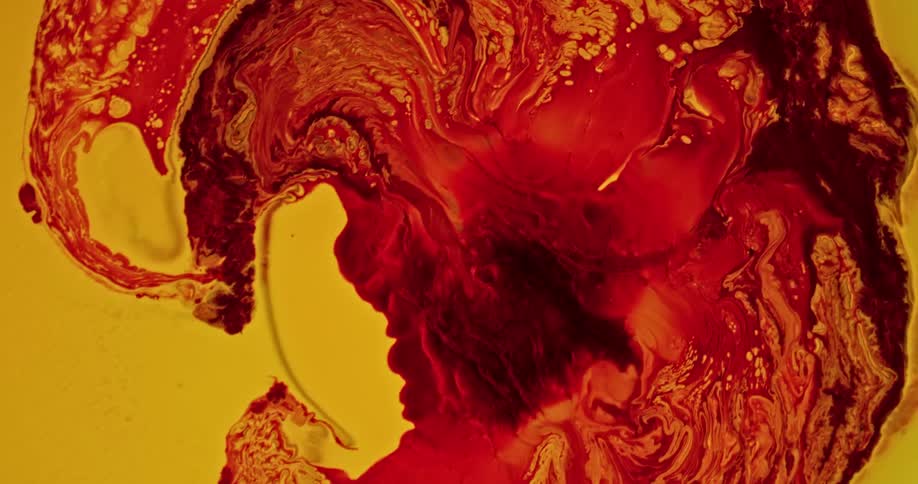 A close up of liquids mixing