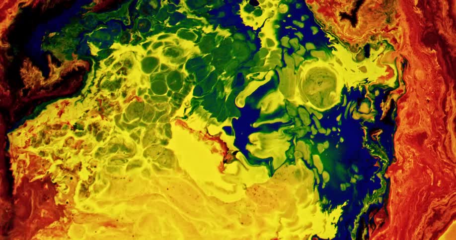 A close up of liquids mixing