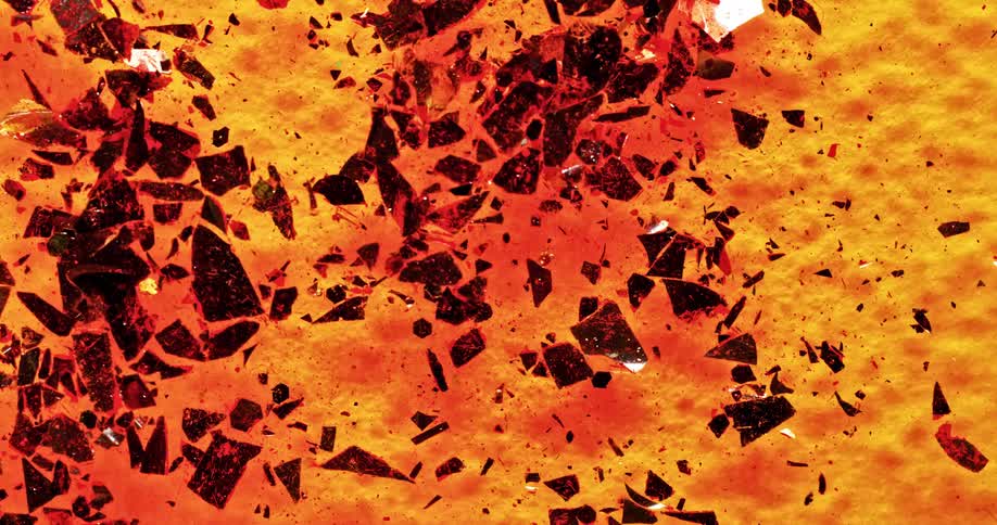 Black orange and white colors that look like bits of plastic