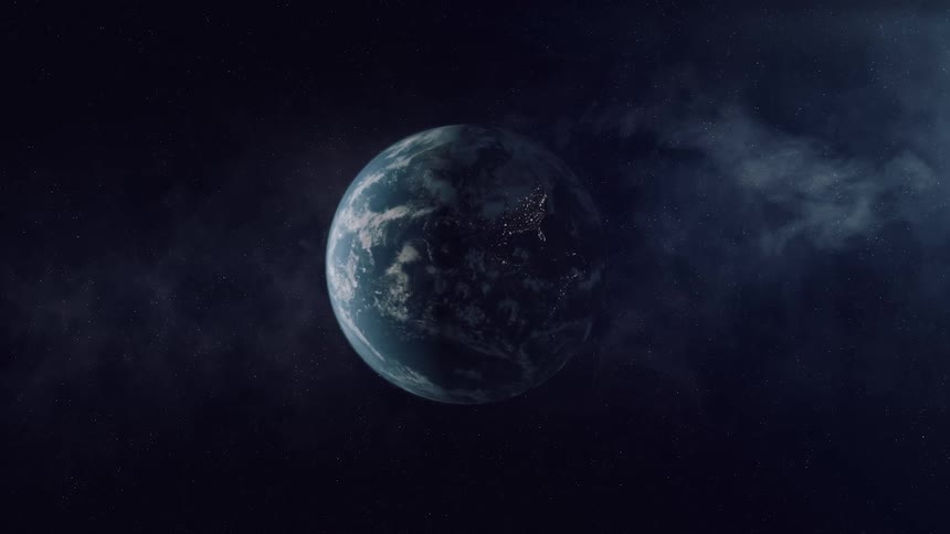 Planet Earth rotating in space