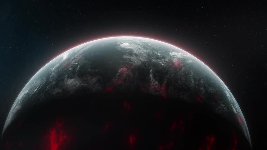 Young planet Earth is rotating in space