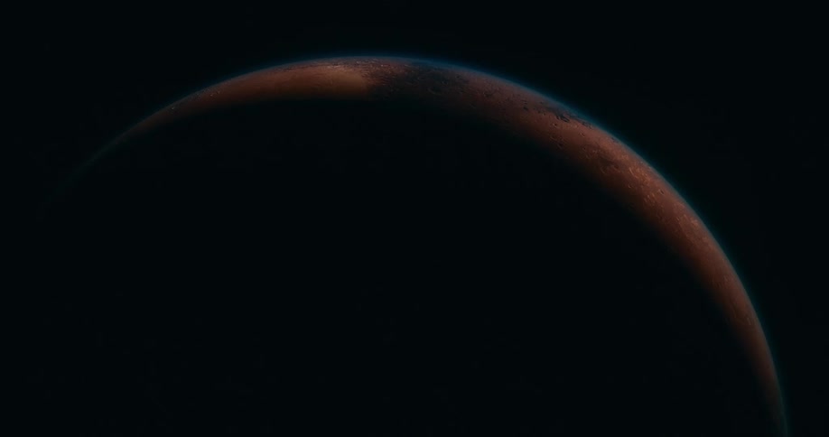 Part ofplanet earth in sunlight narrows into thin crescent