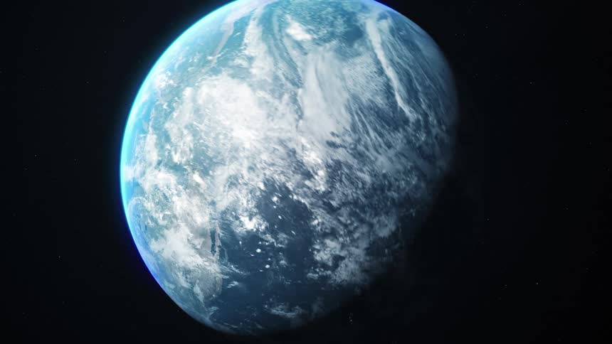 A asteroid flying towards Earth in outer space