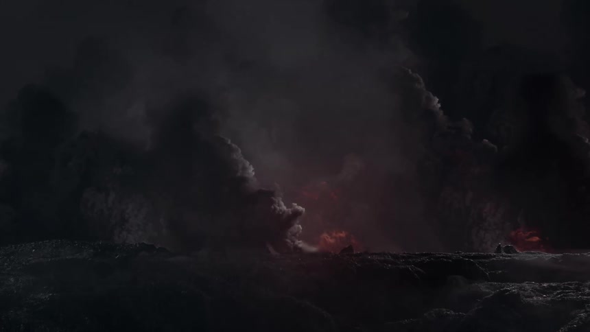 A landscape with smoke and fire