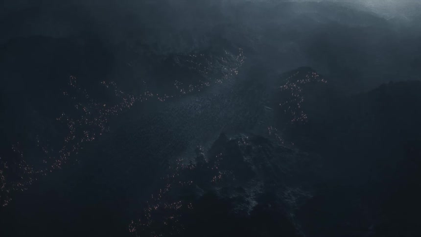 Aerial shot of hills at night