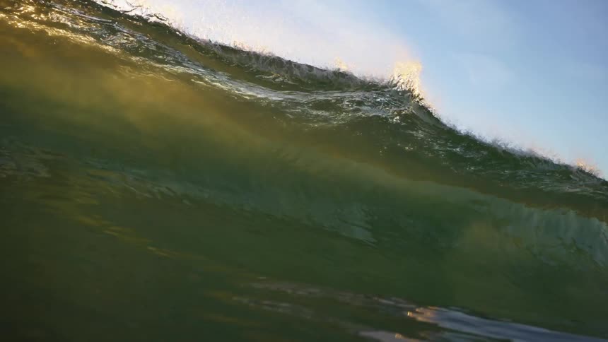 Close up off a wave crashing in the ocean