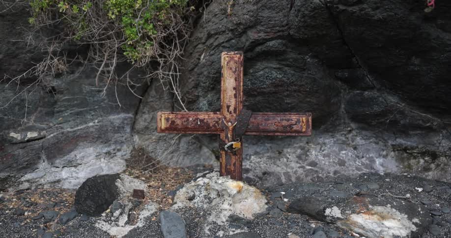 A shot of a grave site