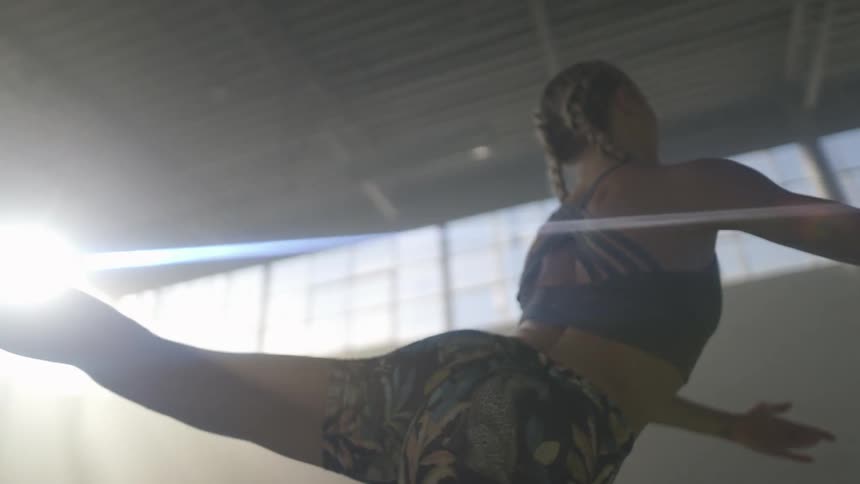 A woman doing stretches