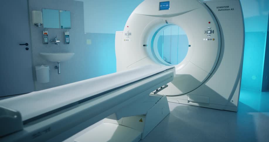A mri machine in a room