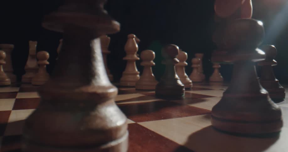 A close up of a chess board