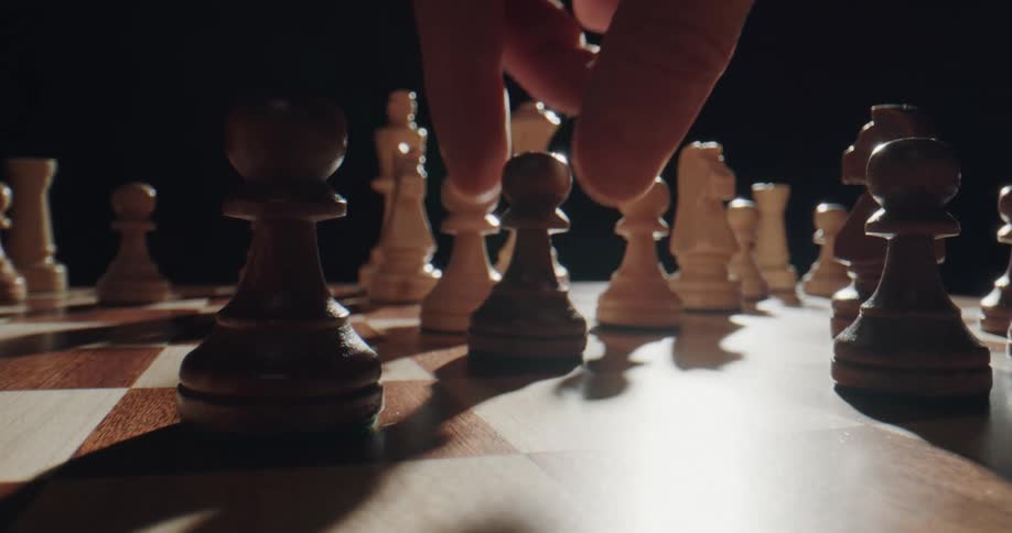 A close up of a chess board