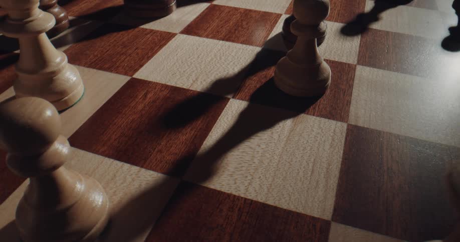A chessboard game with chess pieces