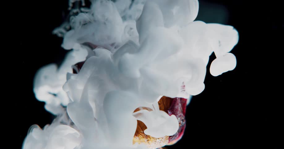 A foamy white liquid explodes as its poured onto a dried red flower