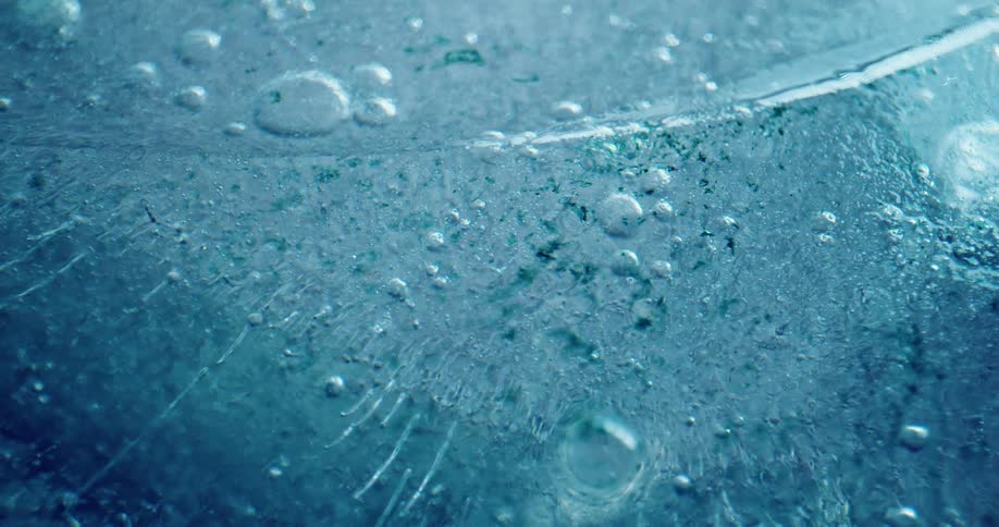 Water is frozen in an arctic area