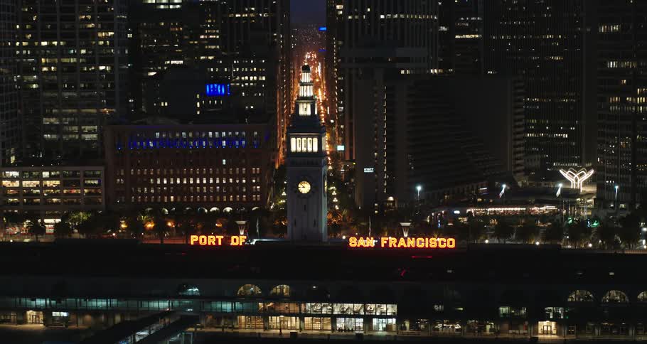 City lights glowing in san francisco at night