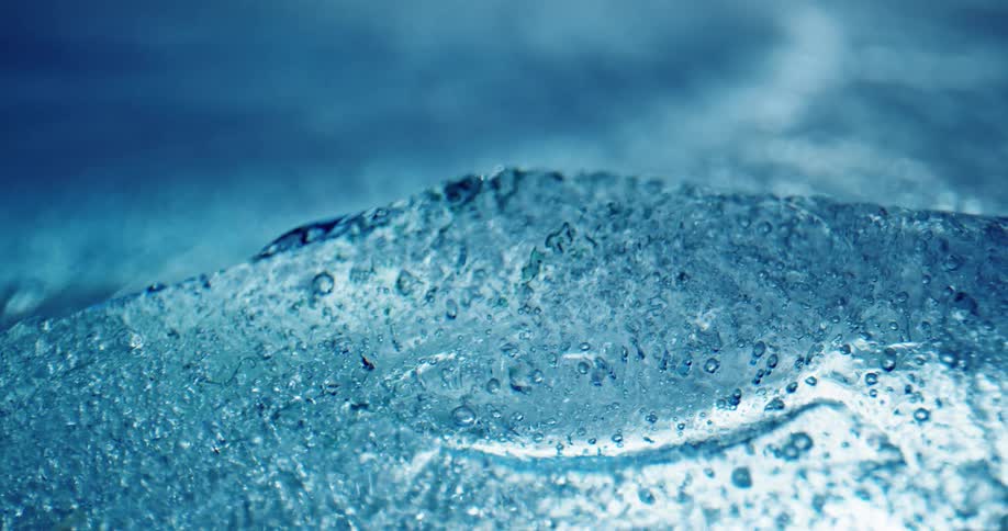 Water is frozen in an arctic area