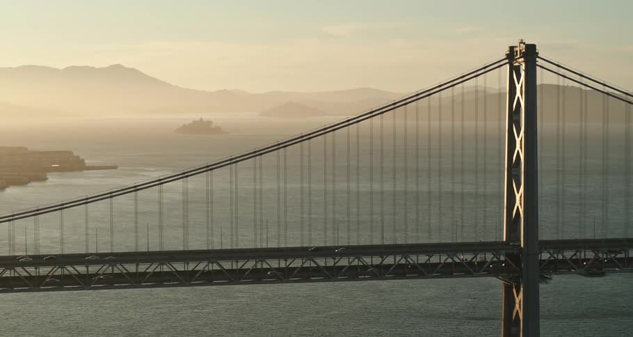 The bridge is busy with traveling cars