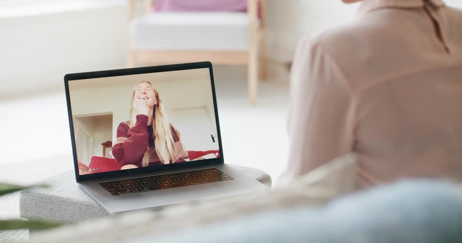 Two people talking in a video call