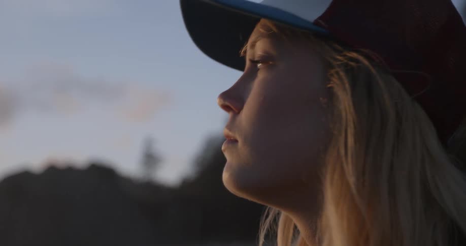 A young woman looking at her surroundings