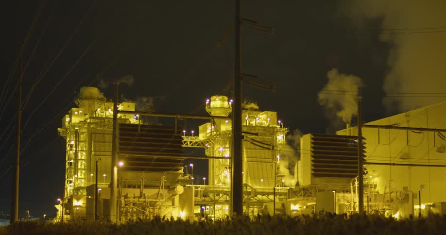 A power plant at night
