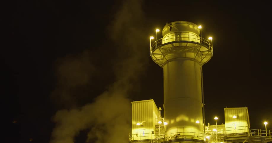 Smoke billowing from a factory