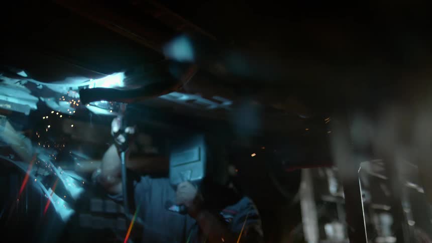 A person welding