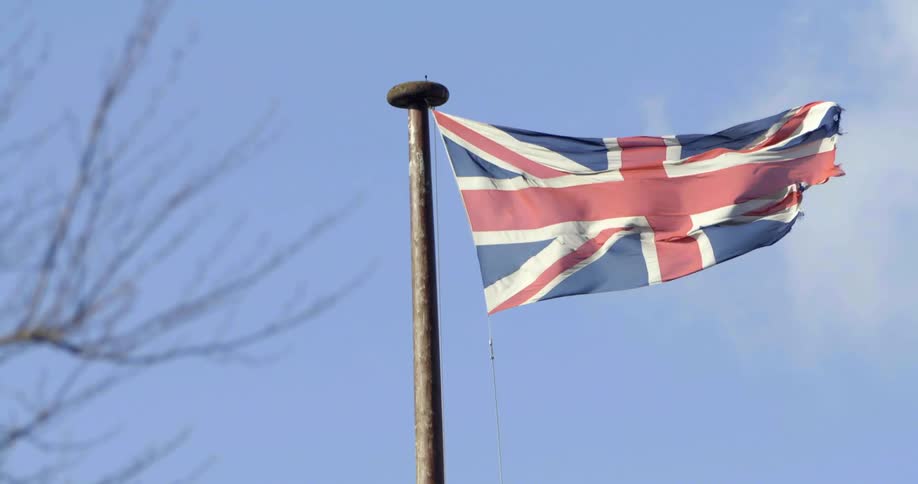 A flag blowing in the wind in slow motion