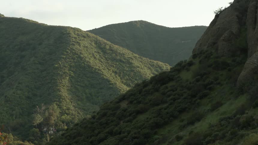 A wide shot of hills