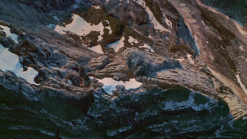 An aerial shot of a mountain