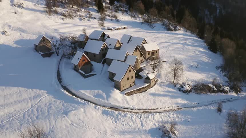 An aerial shot of a village