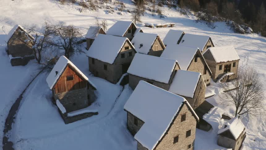 A house is displayed in a rural area in winter