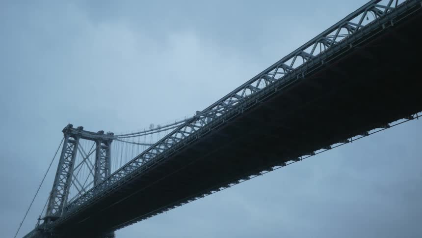 A panning shot of a bridge