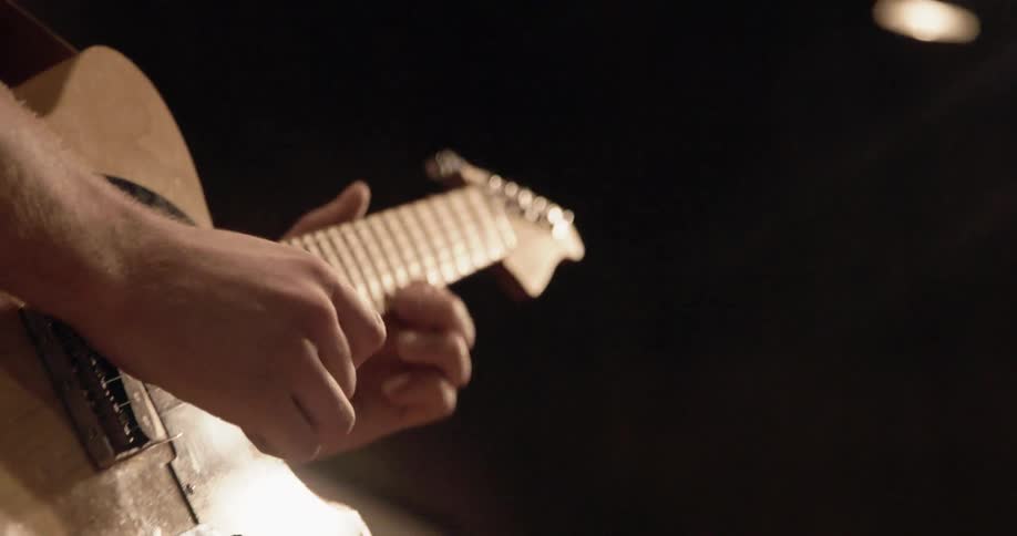 Person playing their electric guitar