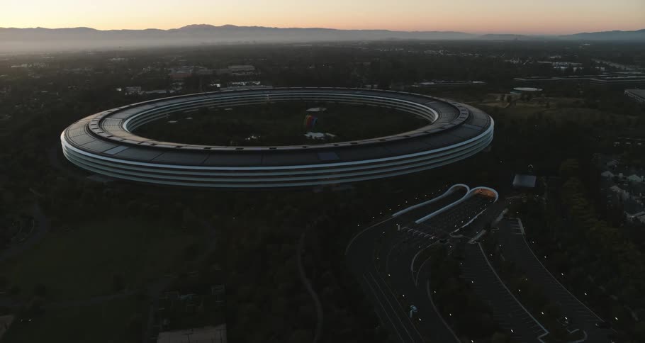 Aerial shot of a large round building