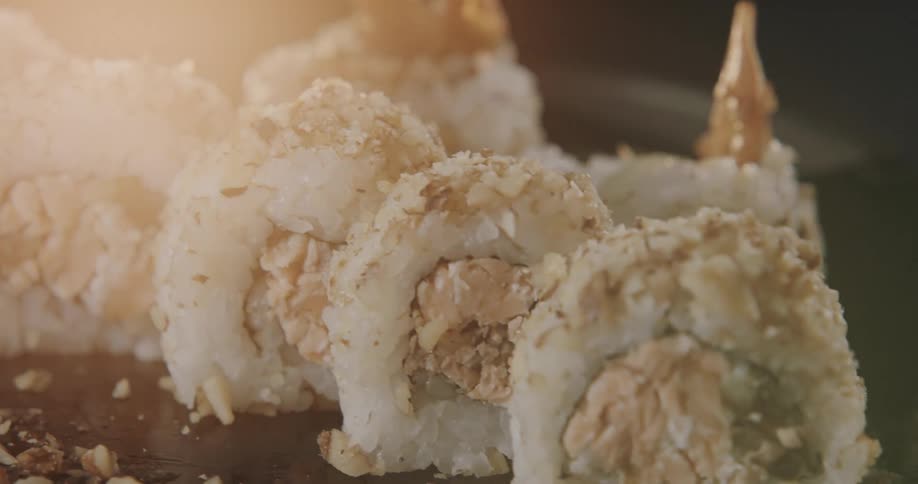 Sushi sitting on a plate