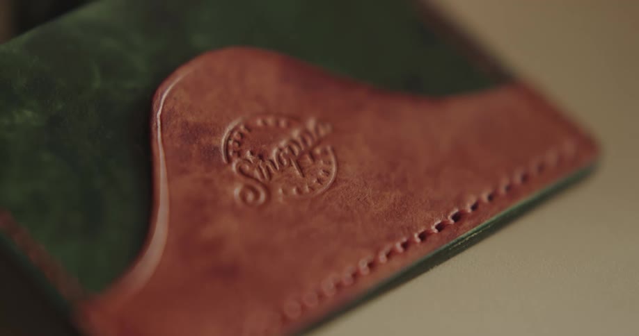 A close up view of a leather wallet