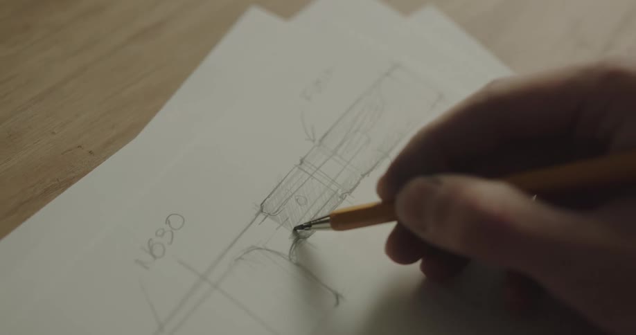 A person sketches on a piece of paper