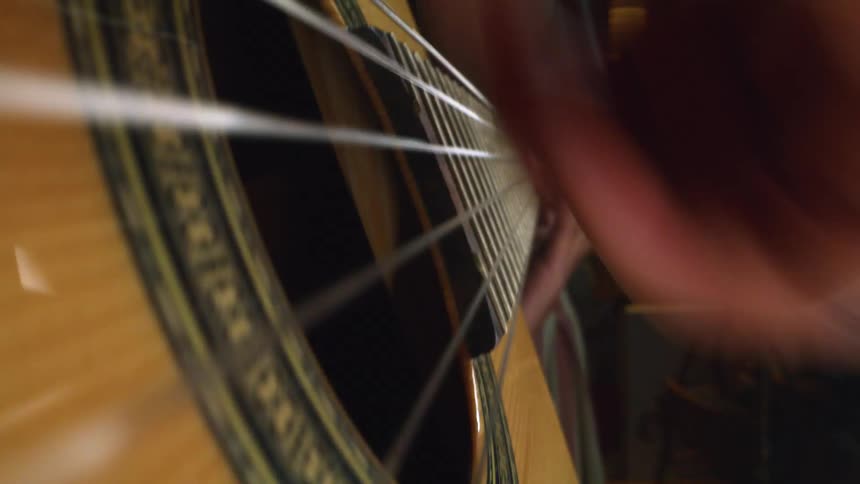 Someone playing an acoustic guitar