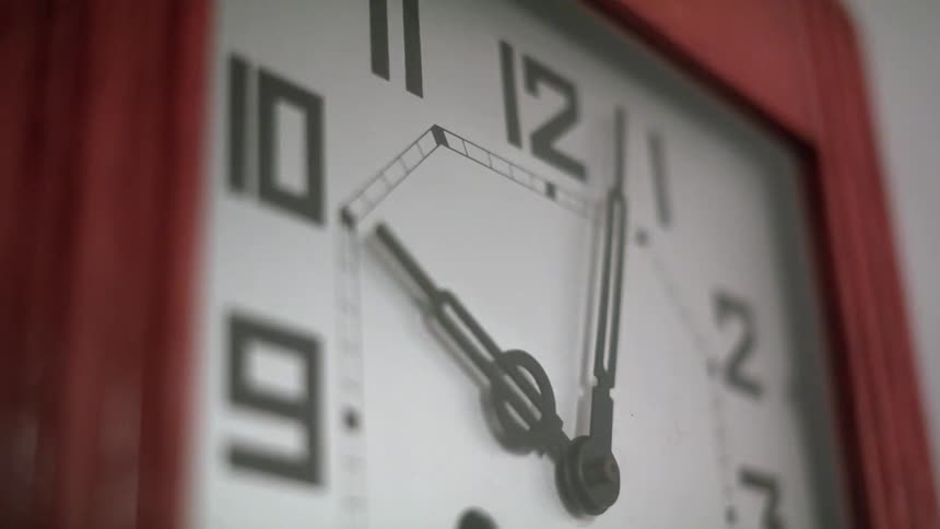 A clock on the wall with lights flashing