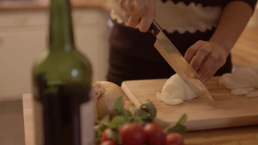 Woman Cutting Food