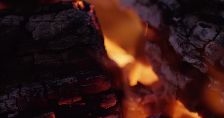 A view of fire that is on some logs