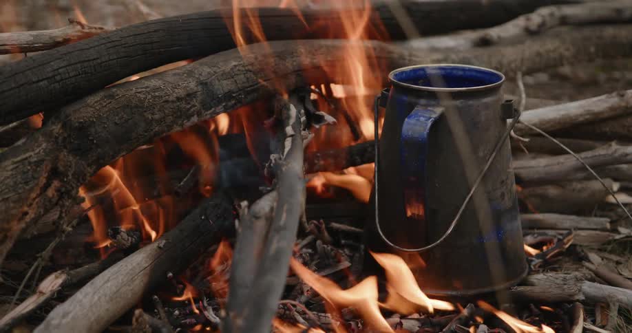 A close up of a camp fire