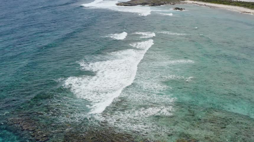 Beautiful coastal shoreline with waves rolling in